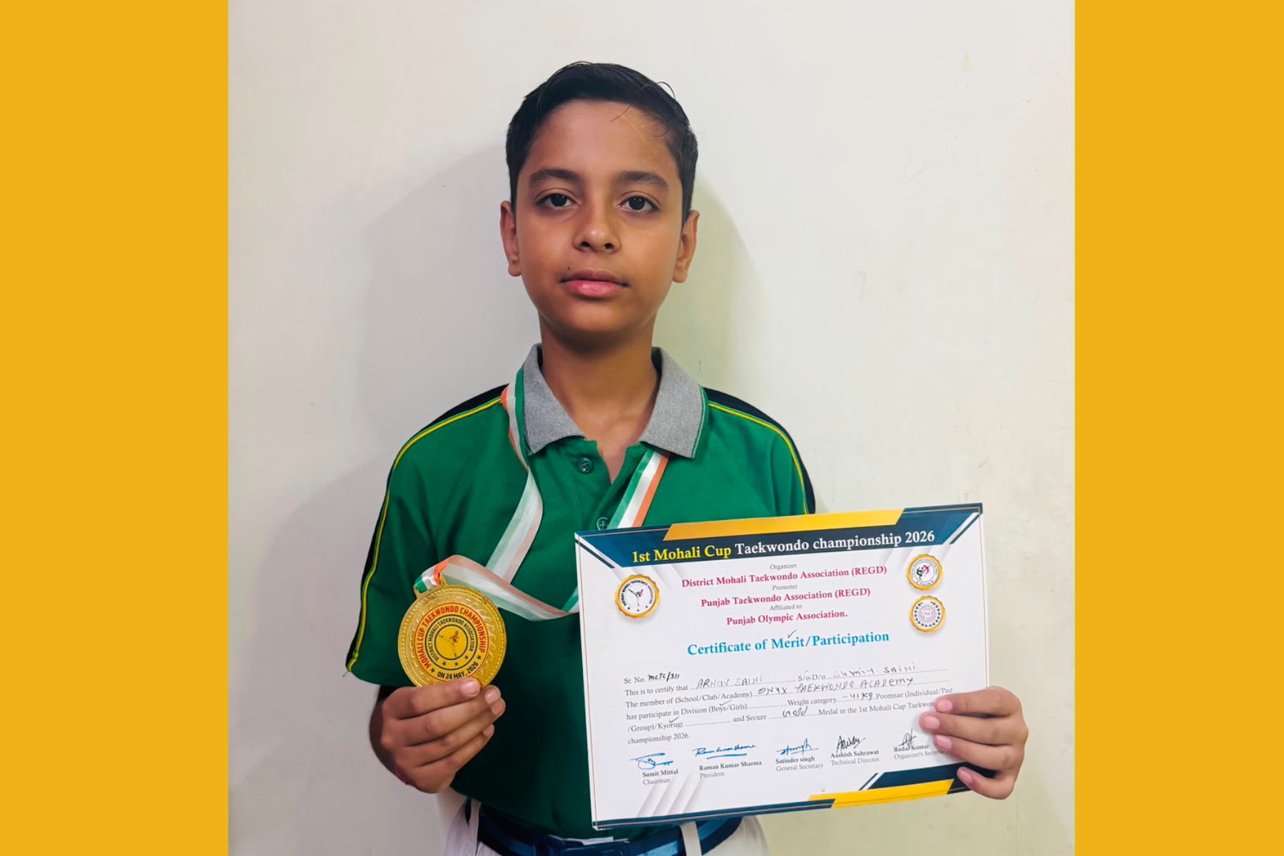 Golden Glory: Arnav Saini Brings Pride to Scool